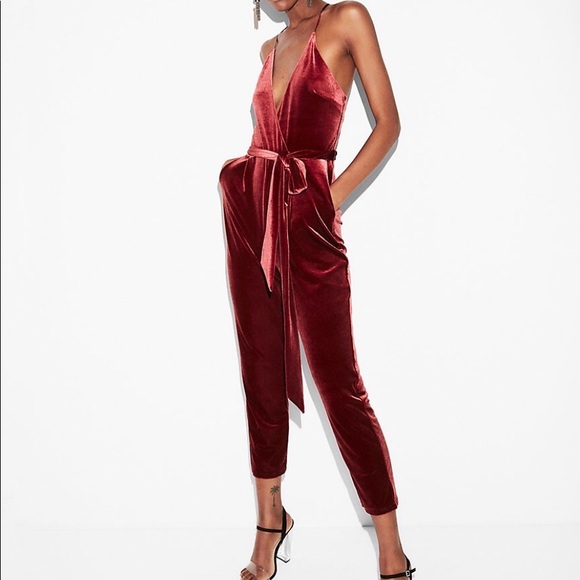 Express Pants - Chianti Velvet Jumpsuit